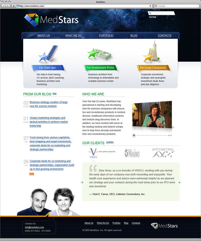 MedStars web site homepage